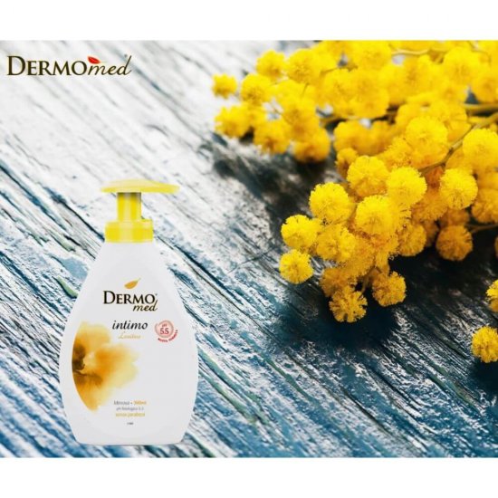 Sapun Lichid Intimo Mimosa DERMOMED, 300 ml, Gel Intim, Sapun Intim Mimosa, Sapun Lichid Intim cu Mimoza, Sapun Hidratant, Sapun Parfumat