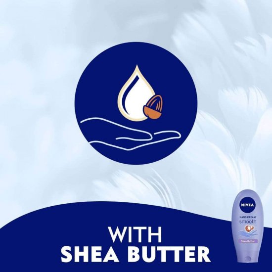 Crema de Maini Nivea Smooth, 100 ml, cu Unt de Shea, Crema de Maini cu Unt de Shea, Crema de Maini cu Efect de Hidratare, Crema pentru Maini Uscate, Crema de Maini Hidratanta, Crema Hidratare Maini, Crema pentru Piele Uscata