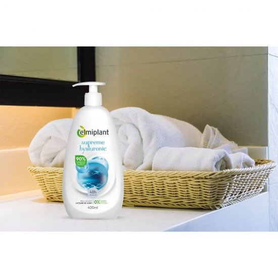 Lotiune de Corp Elmiplant Supreme Hyaluronic, 400 ml, Lotiune de Corp pentru Toate Tipurile de Piele, Lotiuni de Corp Elmiplant, Lotiune de Corp Hidratanta Elmiplant, Elmiplant Lotiuni de Corp Piele Uscata