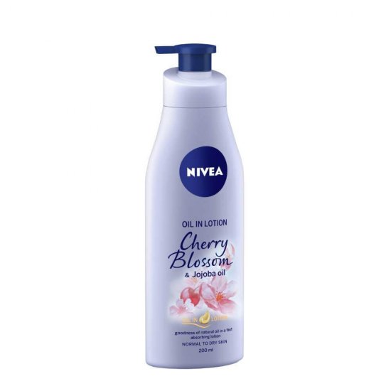 Lotiune Corp NIVEA Cherry Blossom, 200 ml, Extract de Flori de Cires, cu Pompita, Lotiuni de Corp, Lotiune pentru Corp, Lotiune Ingrijire Corp, Lotiune Hidratanta, Lotiune pentru Hidratare, Lotiune pentru Piele Uscata si Sensibila