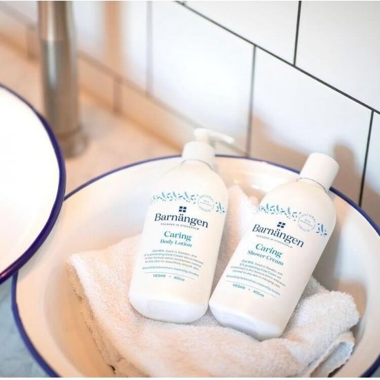 Crema de Dus BARNANGEN Caring 400 ml, Piele Normala, Vegan, Crema pentru Dus Vegana, Lotiune pentru Dus, Emulsie Vegana pentru Dus, Crema de Dus pentru Femei, Geluri pentru Dus, Gel de Dus Dama, Creme pentru Dus