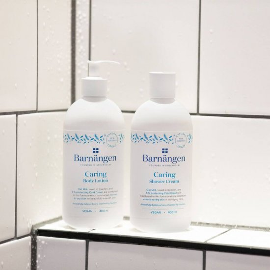 Crema de Dus BARNANGEN Caring 400 ml, Piele Normala, Vegan, Crema pentru Dus Vegana, Lotiune pentru Dus, Emulsie Vegana pentru Dus, Crema de Dus pentru Femei, Geluri pentru Dus, Gel de Dus Dama, Creme pentru Dus