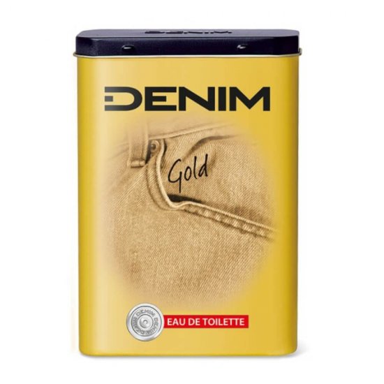 Apa de Toaleta pentru Barbati DENIM Gold, Cutie Metal, 100 ml, Parfum pentru Barbati, Apa Parfumata pentru Barbati, Apa de Toaleta Denim, Sticluta Parfum pentru Barbati, Parfum Barbatesc, Parfum pentru Barbati Denim
