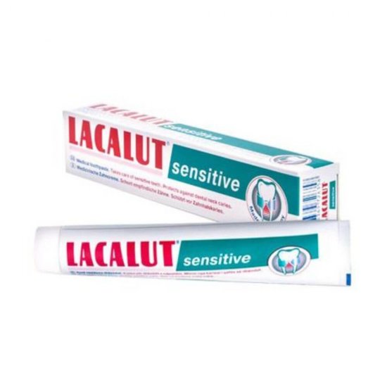 Pasta Dinti Lacalut Sensitive Fluor, 75 ml, Aroma de Menta, Pasta de Dinti AntiCarii, Pasta pentru Dinti Sensibili, Pasta de Dinti pentru Albire, Produse pentru Ingrjire Orala, Produse pentru Sanatate Orala, Igiena Orala, Ingrijire si Igiena Orala