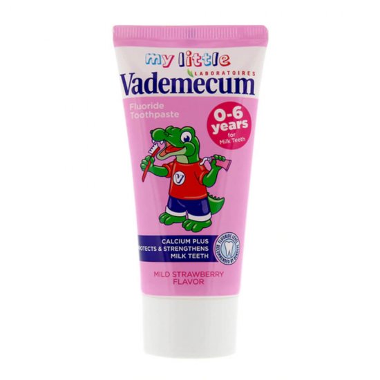 Pasta de Dinti VADEMECUM Junior Strawberry, 50 ml, 0-6, Pentru Copii, Pasta pentru Albirea Dintilor, Pasta de Dinti pentru Albire, Pasta de Dinti pentru Copii, Pasta de Dinti Naturala pentru Albire, Pasta de Dinti cu Capsuni
