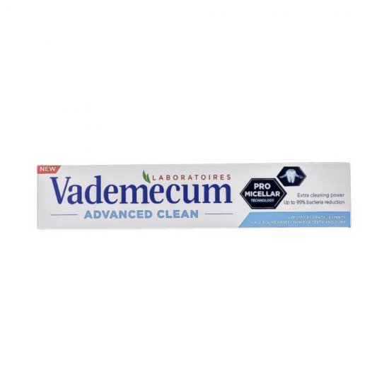 Pasta de Dinti VADEMECUM Advanced Clean, 75 ml, Pasta pentru Albirea Dintilor, Pasta de Dinti pentru Albire, Pasta de Dinti pentru Curatare Intensa, Pasta pentru Albirea Dintilor, Pasta de Dinti Vademecum