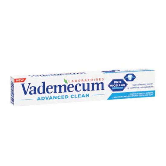 Pasta de Dinti VADEMECUM Advanced Clean, 75 ml, Pasta pentru Albirea Dintilor, Pasta de Dinti pentru Albire, Pasta de Dinti pentru Curatare Intensa, Pasta pentru Albirea Dintilor, Pasta de Dinti Vademecum