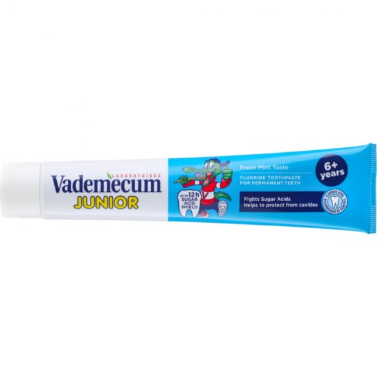 Pasta de Dinti VADEMECUM Junior Spearmint, 75 ml, 6 +, Pentru Copii, Pasta pentru Albirea Dintilor, Pasta de Dinti pentru Albire, Pasta de Dinti pentru Copii, Pasta de Dinti Naturala pentru Albire, Pasta de Dinti cu Menta