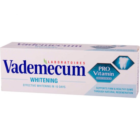 Pasta de Dinti VADEMECUM Provitamin Whitenning, 75 ml, Pasta pentru Albirea Dintilor, Pasta de Dinti pentru Albire, Pasta de Dinti cu Ingrediente Naturale, Pasta pentru Albirea Dintilor, Pasta de Dinti Naturala pentru Albire