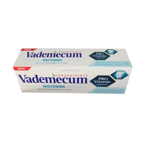 Pasta de Dinti VADEMECUM Provitamin Whitenning, 75 ml, Pasta pentru Albirea Dintilor, Pasta de Dinti pentru Albire, Pasta de Dinti cu Ingrediente Naturale, Pasta pentru Albirea Dintilor, Pasta de Dinti Naturala pentru Albire