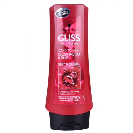 Balsam Par GLISS Colour Protects & Shine,  200 ml, Pentru Par Colorat, Cu Keratina, Balsam pentru Par Fragil, Balsam Fortifiant, Produse de Ingrijire a Parului, Produse Hairstyling, Balsamuri Regeneratoare, Balsam Anti-Rupere