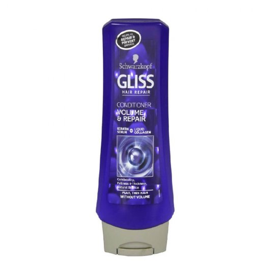Balsam Par GLISS Volume & Repair, 200 ml, Pentru Par Subtire Fara Volum, Cu Keratina si Colagen Lichid, Balsam pentru Par Fragil, Balsam Fortifiant, Produse de Ingrijire a Parului, Produse Hairstyling