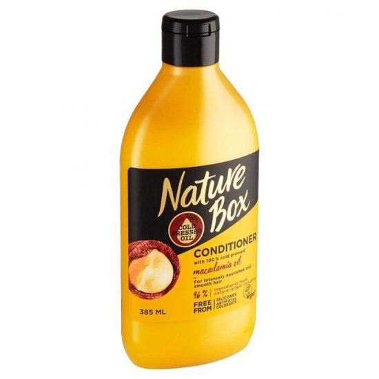 Balsam NATURE BOX Macadamia Oil, 385 ml, Ulei de Macadamia Presat la Rece, Balsam Vegan, Balsam NATURE BOX, Balsam cu Extracte Naturale, Balsam cu Ulei de Macadamia, Balsamuri Fara Parabeni