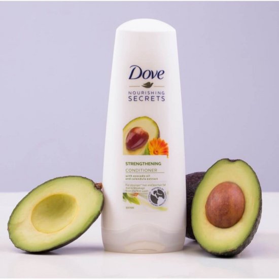 Balsam DOVE Strengthening, 200 ml, Par Subtire, cu Extract de Avocado si Calendula, Balsam pentru Hranire Par Fragil, Balsamuri Fortifiante, Balsam Revitalizant, Balsam Hidratant, Produse de Ingrijire a Parului, Produse Hairstyling, Blasam Ingrijire Par