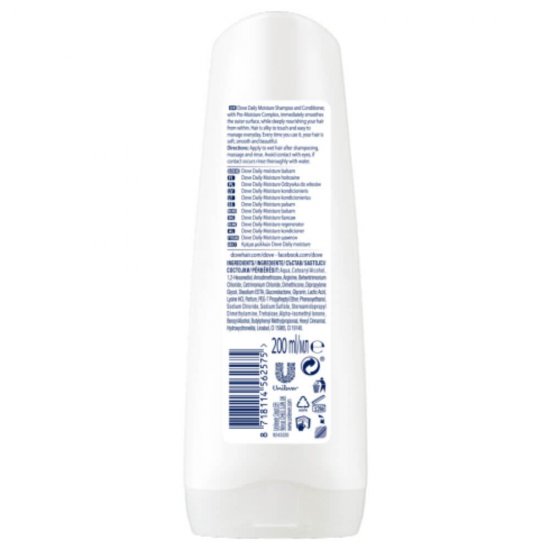 Balsam DOVE Daily Moisture, 200 ml, Balsam pentru Hranire, Balsamuri Hidratante, Balsam Revitalizant, Balsam Hidratant, Produse de Ingrijire a Parului, Produse Hairstyling, Blasam Ingrijire Par