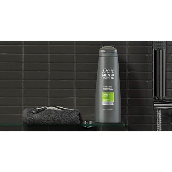 Sampon DOVE Men Fresh Clean 2 in 1, 400 ml, Par Deteriorat, cu Extract de Cafeina si Menta, Sampon si Balsam 2 in 1, Sampoane Revitalizante, Sampon pentru Barbati, Produse de Ingrijire a Parului, Produse Hairstyling, Sampon Fortifiant cu Cafeina