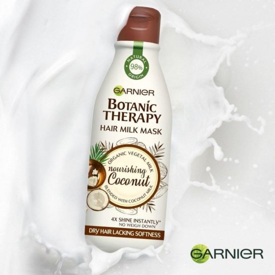 Masca Par Uscat, 250 ml, Garnier Botanic Therapy Hair Milk Mask Coconut, Masca pentru Par Uscat, Masca de Par cu Lapte de Cocos, Masti pentru Par Uscat, Tratament Par Uscat, Tratamente pentru Par Uscat, Masca de Par cu Ingrediente Naturale
