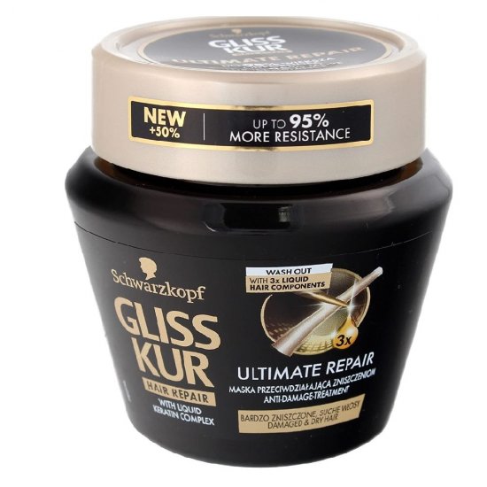 Masca Par GLISS Ultimate Repair, 300 ml Par Fragil si Uscat, Masca de Par pentru Femei, Masca Reparatoare pentru Par, Masca pentru Par Tern, Masca Reparatoare pentru Par Uscat, Masca de Par Gliss, Masca Hidratanta Par