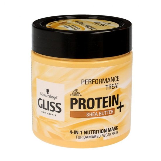 Masca Par GLISS 4 in 1 Miracle Shea, 400 ml, Par Fragil, Par Fragil, Masca de Par pentru Femei, Masca Vegana Reparatoare pentru Par, Masca Vegana, Masca de Par Gliss, Masca Hidratanta Par