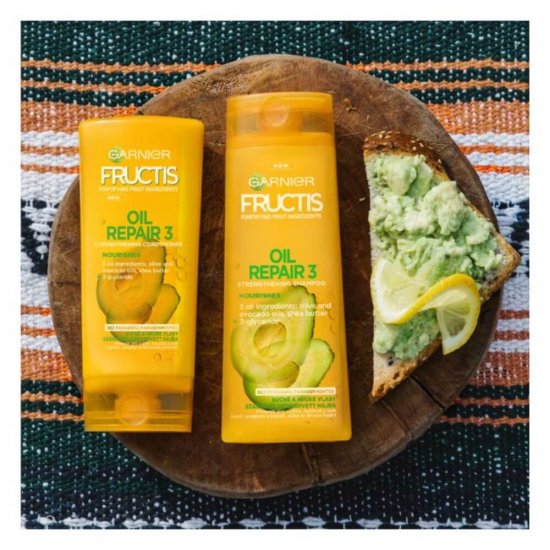 Sampon GARNIER Fructis Oil Repair 3, 400 ml, cu Extract de Avocado, Sampon Fortifiant, Sampon Spalare Par, Sampon Fortifiere, Sampoane pentru Par Degradat, Sampon Ingrijire Par, Sampon Curatare Par, Sampon pentru Parul Moale