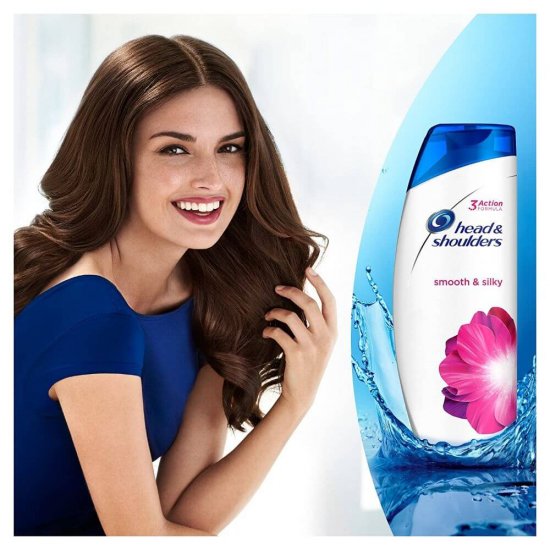 Sampon HEAD&SHOULDERS Smooth & Silky, 400 ml, pentru Par Uscat, Extract de Plante, Sampon cu Plante, Sampon Antimatreata, Produse de Ingrijire a Parului, Produse Hairstyling, Sampoane Antimatreata, Sampon Par Deteriorat