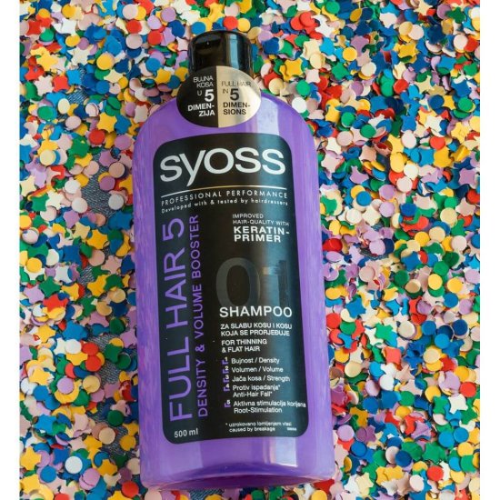 Sampon SYOSS Full Hair 5, 500 ml, Par Subtire, Sampon Par Subtire, Sampoane pentru Par Fragil, Sampon Antimatreata, Produse de Ingrijire a Parului, Produse Hairstyling, Sampoane Regeneratoare, Sampon Anti-Rupere