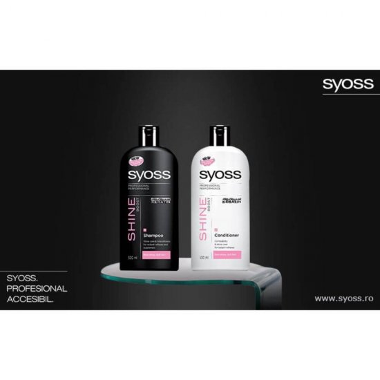 Balsam SYOSS Shine, 500 ml, pentru Par Revitalizat, Balsamuri Par Normal, Balsamuri  pentru Par Deteriorat, Balsam Antimatreata, Produse de Ingrijire a Parului, Produse Hairstyling, Balsamuri  Regeneratoare, Balsam Reparator Par Degradat