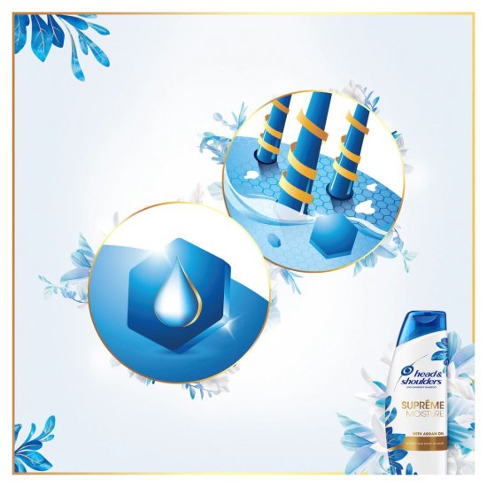 Sampon Head & Shoulders Supreme Moisture, 400 ml, Anti-Matreata, cu Ulei de Argan, Sampon Anti-Matreata, Sampon Impotriva Matretii, Sampon Hidratant, Sampon Ulei de Argan, Sampoane Head & Shouders, Sampoane Anti-Matreata, Sampoane Hidratante