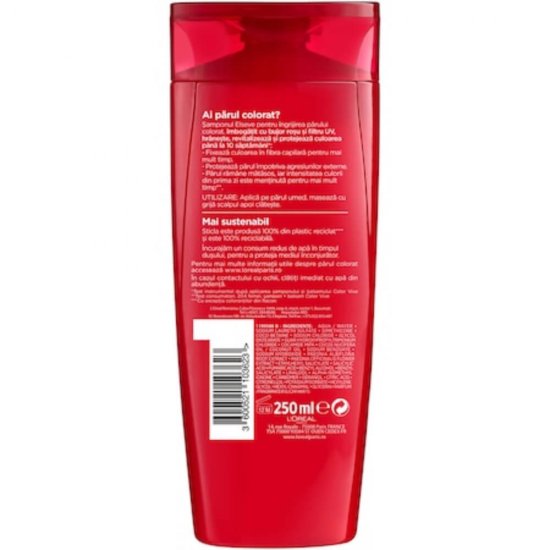 Sampon Par Vopsit  Elseve Color Vive L'OREAL Paris, 250 ml, Sampon Par Vopsit, Sampon pentru Mentinerea Culorii, Sampon Protectia Parului Voopsit, Sampon Revitalizare Culoare, Sampon Hranitor Par Vospit
