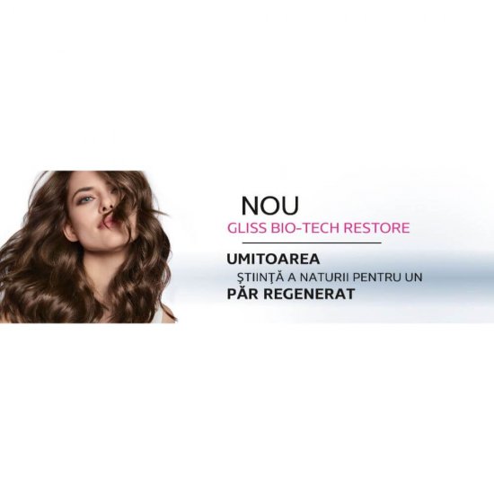 Sampon GLISS Bio-Tech Restore, 400 ml, Pentru Par Fragil, Cu Extract de Apa de Trandafiri, Sampon Gliss, Sampoane Gliss, Par Sanatos si Stralucitor, Sampon Spalare Par, Sampon Fortifiere, Sampoane pentru Par