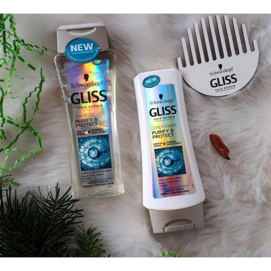 Sampon GLISS Purify & Protect, 400 ml, Pentru Par Deteriorat, Cu Keratina Serum, Sampon Gliss, Sampoane Gliss, Par Sanatos si Stralucitor, Sampon Spalare Par, Sampon Fortifiere, Sampoane pentru Par