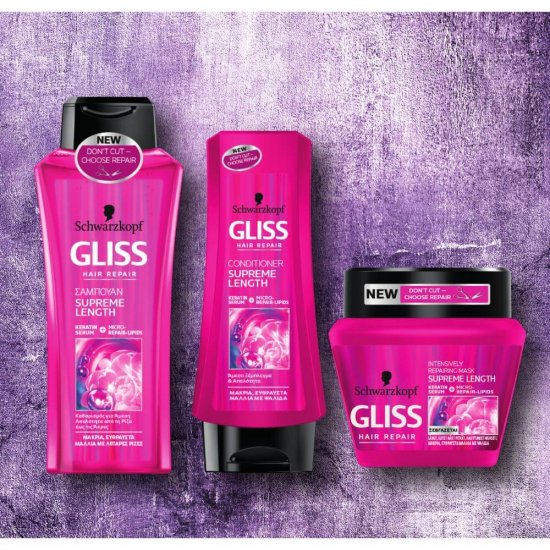 Sampon GLISS Ultimate Supreme Length, 400 ml, Pentru Par Lung, Cu Keratina Serum, Sampon Gliss, Sampoane Gliss, Par Sanatos si Stralucitor, Sampon Spalare Par, Sampon Fortifiere, Sampoane pentru Par