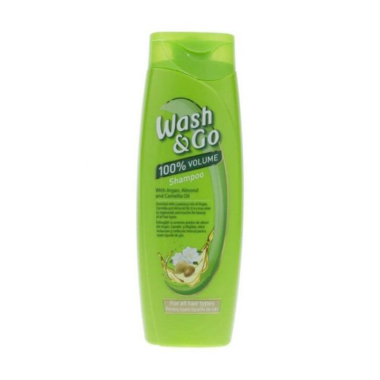 Sampon WASH&GO Volume, 200 ml, Pentru Toate Tipurile de Par, Cu Ulei de Argan, Migdale si Camelie, Sampon Volum, Sampon Ingrijire Par, Sampon Spalare Par, Sampon Fortifiere, Sampoane pentru Par
