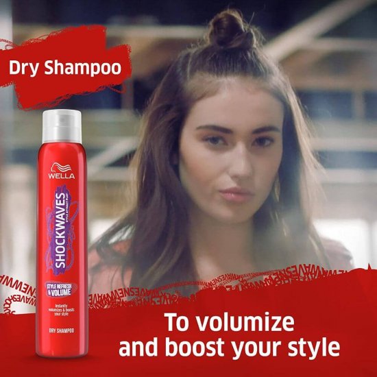 Sampon Uscat Wella Shockwaves Style Refresh&Volume, 65 ml, Sampon Uscat Shockwaves Style Refresh and Volume, Sampon Uscat pentru Revitalizare si Volum, Sampon Uscat pentru Par, Sampoane Uscate Wella, Sampon pentru Par Uscat