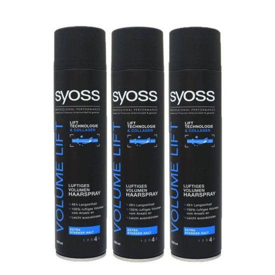 Fixativ SYOSS Volume Lift, Extra Strong Hold 4, 300 ml, Pentru Fixare si Par Voluminos, Fortifica Firul de Par, Pentru Toate Tipurile de Par, Fixativ Ingrijire Par, Produse pentru Par, Fixative Profesionale, Spray Fixativ Profesional, Spray-uri Fixative