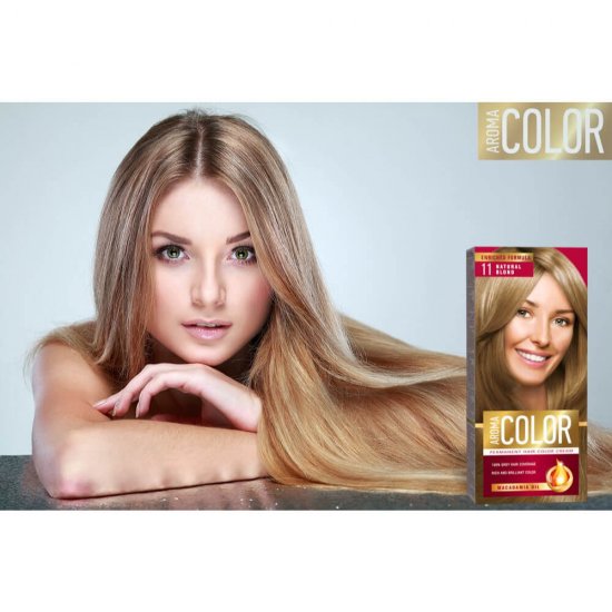 Vopsea Permanenta de Par Aroma Color 11, Blond Natural, 90 ml, Vopsea Par, Vopsea Blond Natural, Vopsea Permanenta Blond Natural, Vopsea Par Blonda, Vopsea de Par Permanenta, Vopsea Permanenta Par Blond Natural