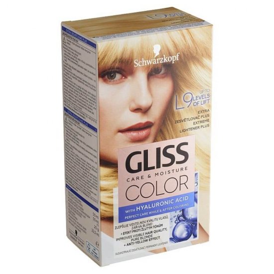 Decolorant de Par GLISS Color L9 Extreme Plus, 143 ml, Decolorant Extrem cu Acid Hyaluronic, Decoloranti de Par Gliss Schwarzkopf, Decoloranti cu Acid Hialuronic, Decolorant Blond Pur, Decolorant fara Efect de Ingalbenire