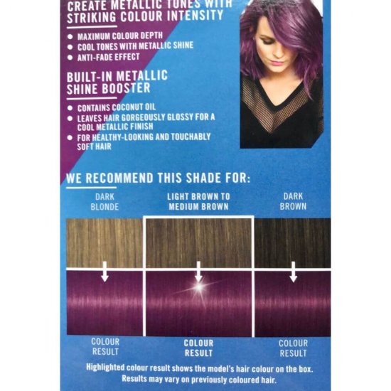 Vopsea Par Permanenta LIVE Urban Metallics, U69 Amethyst Chrome, 142.5 ml, Vopsea de Par Permanenta Intense Colour Metallic Shine Booster, Crema Coloranta de Par, Vopsele de Par Metalice, Vopsea de Par cu Stralucire Metalica