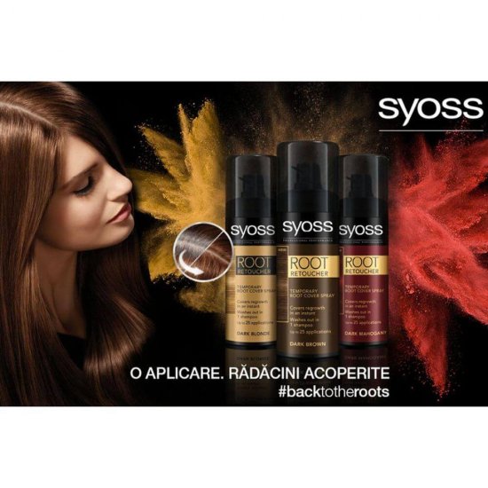 Spray SYOSS Vopsirea Temporara a Radacinilor, Saten Inchis, 120 ml, Syoss Root Retoucher Dark Brown, Spray Colorant pentru Radacinile Parului, Vopsea pentru Radacini, Spray pentru Radacina Parului Syoss Schwarzkopf