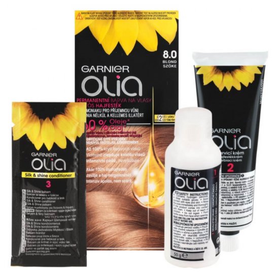 Vopsea de Par Permanenta Garnier Olia 8.0, Blond, 110 ml, Fara Amoniac, Vopsea de Par, Vopsea de Par Permanenta, Vopsea de Par Garnier, Vopsea de Par Naturals, Vopsea Permanenta Garnier, Vopsea pentru Par, Vopsea de Par Fara Amoniac