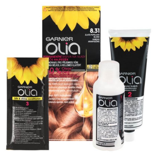 Vopsea de Par Permanenta Garnier Olia 8.31, Golden Ashy Blonde, 110 ml, Fara Amoniac, Vopsea de Par, Vopsea de Par Permanenta, Vopsea de Par Garnier, Vopsea de Par Naturals, Vopsea Permanenta Garnier, Vopsea pentru Par, Vopsea de Par Fara Amoniac
