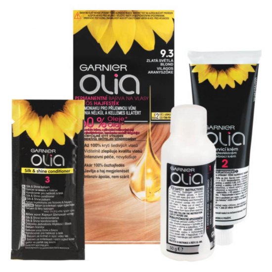 Vopsea de Par Permanenta Garnier Olia 9.3, Golden Light Blond, 110 ml, Fara Amoniac, Vopsea de Par, Vopsea de Par Permanenta, Vopsea de Par Garnier, Vopsea de Par Naturals, Vopsea Permanenta Garnier, Vopsea pentru Par, Vopsea de Par Fara Amoniac