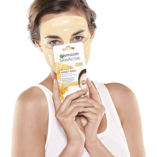 Masca Mini Garnier Skin Active Honey Mask, 8 ml, Masca de Fata cu Miere, Masca pentru Ten Uscat, Masca Cremoasa cu Miere, Masca de Fata Garnier Skin Active, Masca pentru Ten, Masca Hranitoare Ten, Masca Calmanta pentru Ten