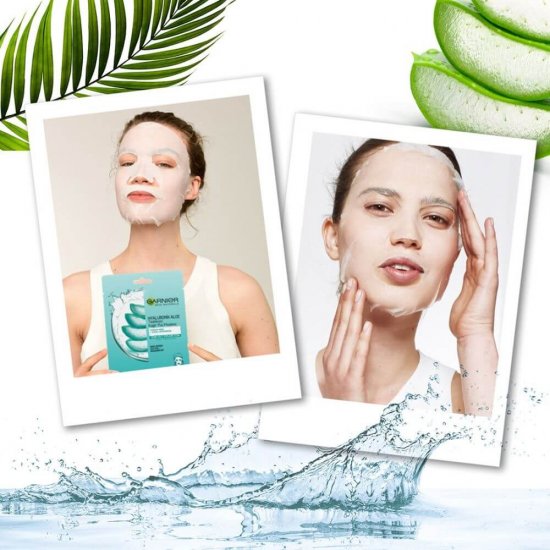 Masca Servetel Garnier Skin Naturals cu Acid Hialuronic si Aloe Vera, 28 g, Masca Servetel Hidratanta, Masca Servetel Hidratare Ten, Masca Hidratare Ten, Masca Servetel cu Acid Hialuronic, Masca Servetel cu Aloe Vera, Masca de Fata Servetel