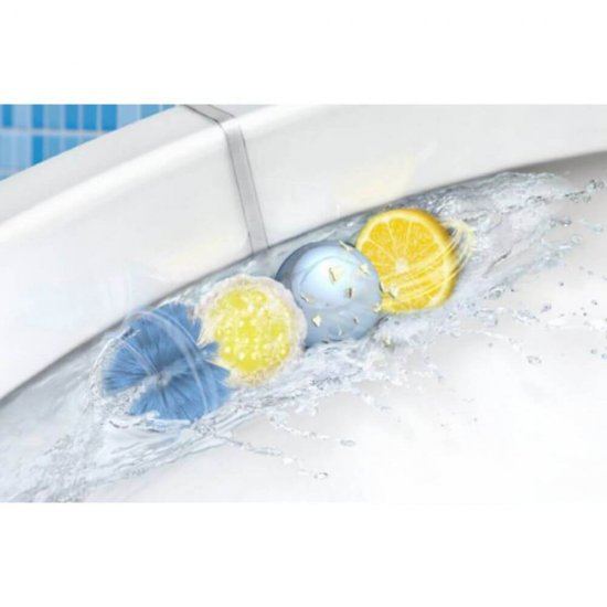Odorizant WC Bref Power Aktiv Juicy Lemon, 50 g, Parfum de Lamaie, Odorizant Toaleta, Odorizant Anticalcar pentru WC, Odorizant pentru Toaleta cu Suport, Bile Odorizante WC, Odorizant Dezinfectant pentru WC