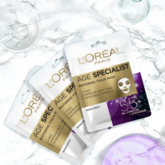 Masca Textila pentru Fata L'OREAL Paris Age Expert 55+, 30g, Masca pentru Fata, Masca Textila, Maca Textila pentru Fata, Masca Textila Femei, Masca Textila pentru Femei, Masca L'OREAL, Masca pentru Fata L'OREAL, Masca pentru Fata Anti-Age