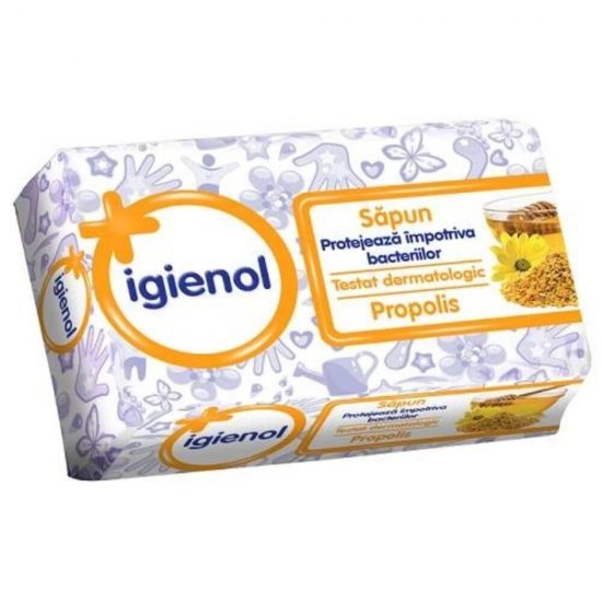 Sapun Antibacterian Propolis Igienol, 90 g, Igienol Sapun Antibacterian cu Propolis, Igienol Sapunuri Solide Antibacteriene, Sapun Dezinfectant pentru Maini, Sapun Antibacterian Hidratant pentru Maini, Sapun Solid Antibacterian Igienol