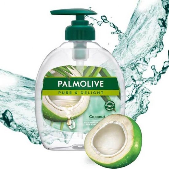 Sapun Lichid PALMOLIVE Pure Coconut, Cantitate 300 ml, Sapun Lichid pentru Maini, Sapunuri Lichide cu Parfum de Cocos, Sapun Lichid cu Pompita, Sapun Lichid cu Cocos, Sapun Lichid Palmolive, Sapun Crema Lichid Palmolive