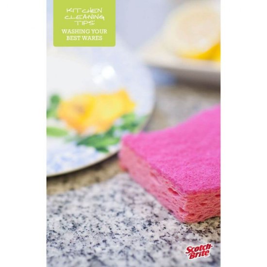 Bureti SCOTCH BRITE Confort Delicat de Bucatarie, 2 Buc/Set, Spuma Poliuretanica si Fibra Abraziva, Burete din Spuma Poliuretanica, Burete Fibra Abraziva, Burete Vase Ergonomic, Burete Vase, Bureti Vase, Burete Curatenie