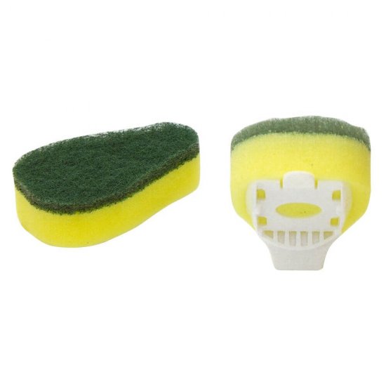 Rezerva Burete cu Rezervor pentru Detergent SCOTCH BRITE Click & Clean, 2 Buc/Set, Culoare Galben, Burete din Spuma Poliuretanica, Burete Fibra Abraziva, Burete Vase cu Rezervor, Burete Vase Ergonomic